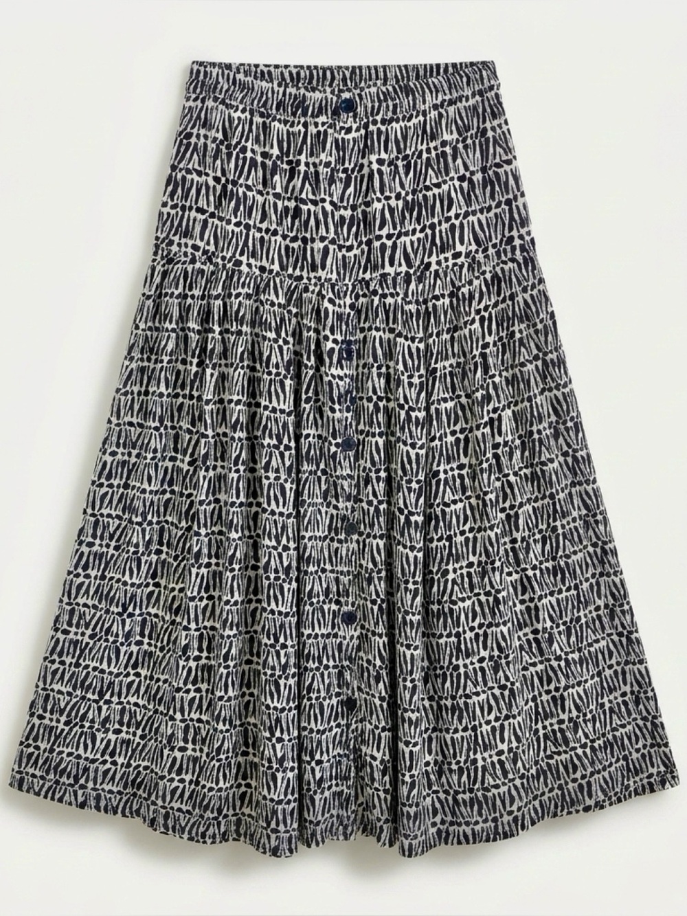 Vintage Black and White Print Maxi Skirt